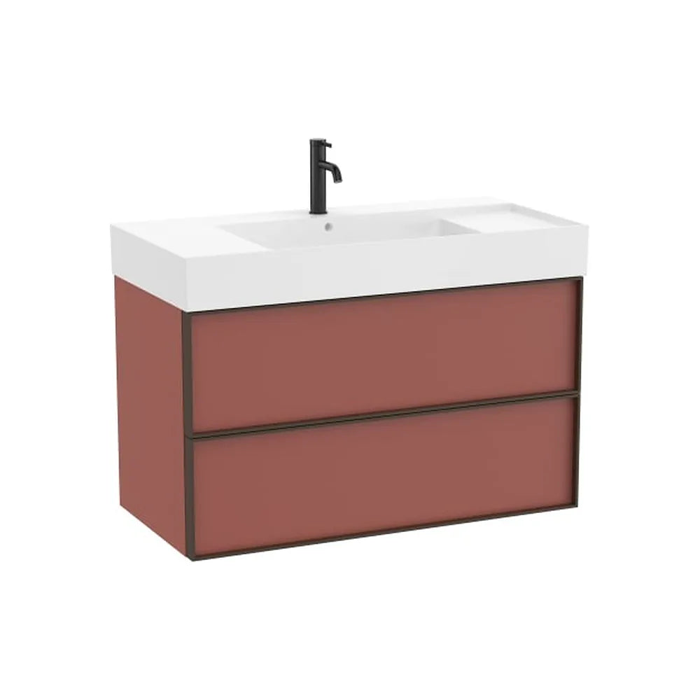 Mueble base suspendido con dos cajones y lavabo cuadrado Fineceramic 100x49x68 cm Roca - Vista 1