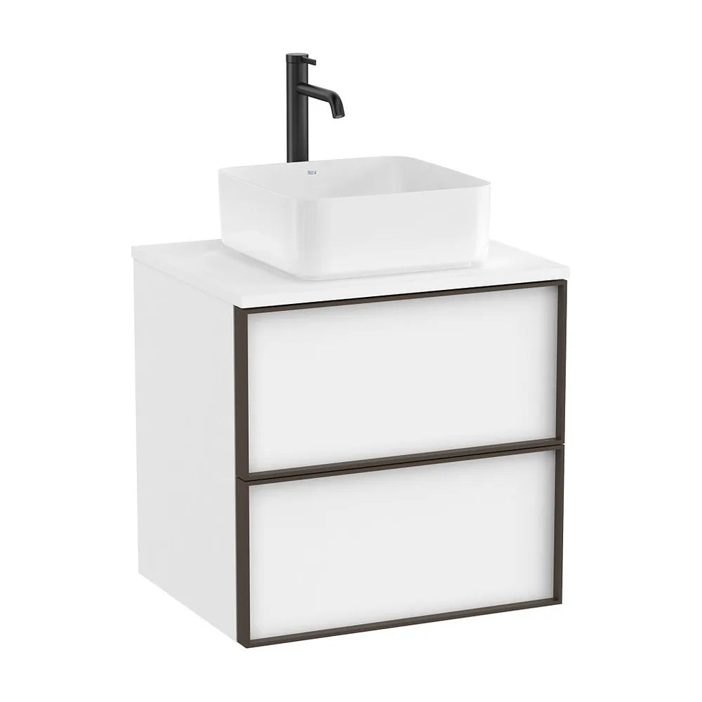Mueble base suspendido dos cajones para lavabo encimera blanco mate 60x49x58 cm Roca - Vista 2