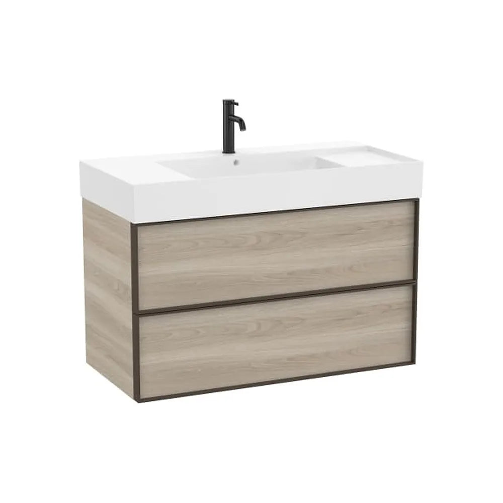 Mueble base suspendido dos cajones lavabo cuadrado Fineceramic 100x49x68 cm Roca - Vista 1