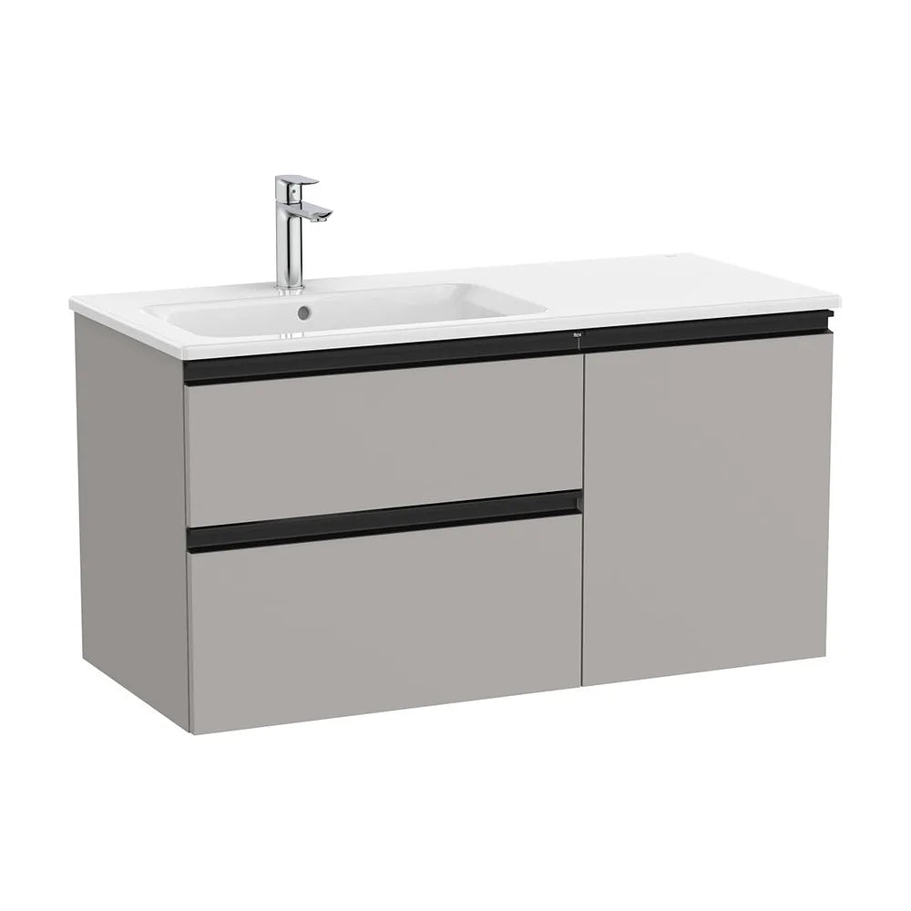 Mueble base asimétrico con lavabo a la izquierda 100x46x53 cm gris Roca - Vista 2