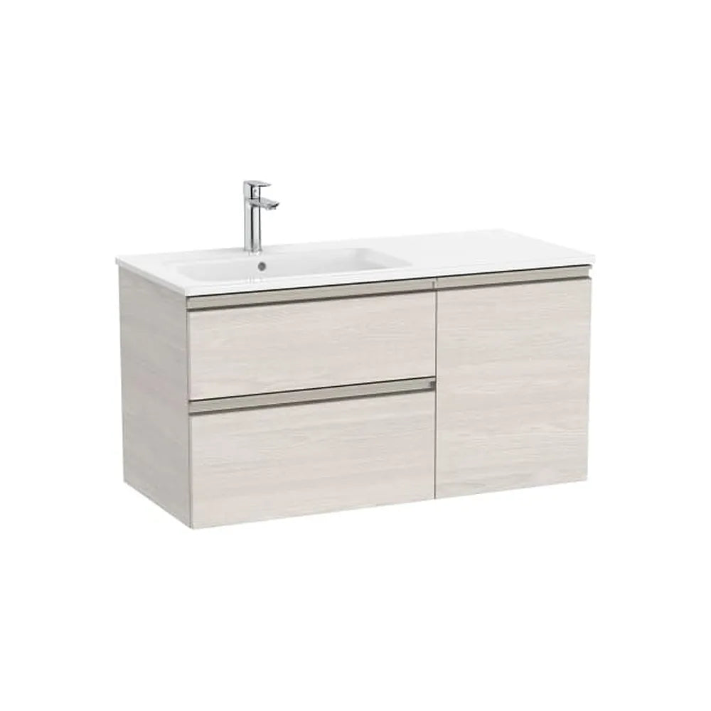 Mueble Base Asimétrico con Lavabo a la Izquierda 2 Cajones y Una Puerta Nórdico 100x46x53cm Colección The Gap Fresno Roca - Vista 1