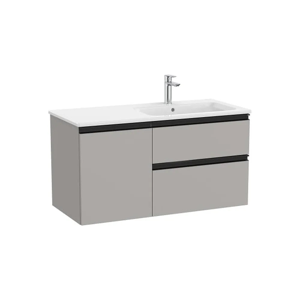 Mueble base asimétrico con lavabo a la derecha 100x46x53 cm Gris Roca - Vista 1