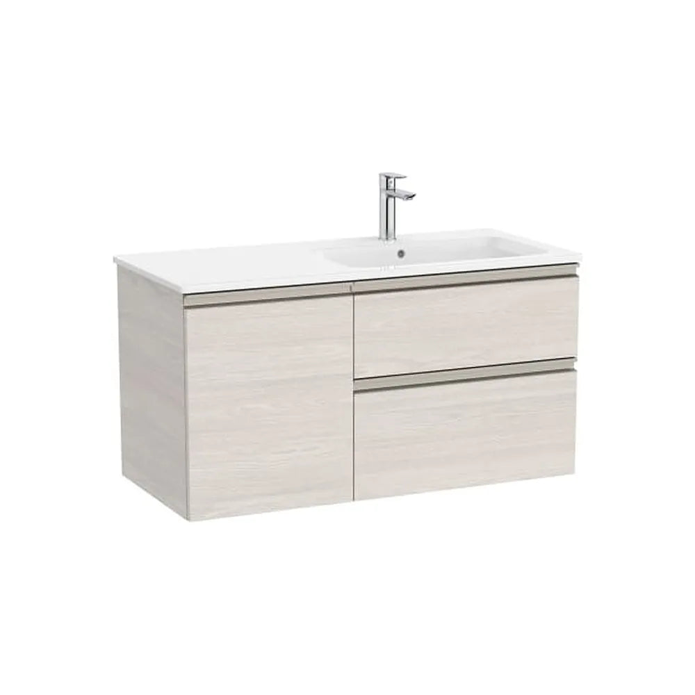 Mueble base asimétrico con dos cajones y una puerta lavabo a la derecha 100x46x53 cm Roca - Vista 1