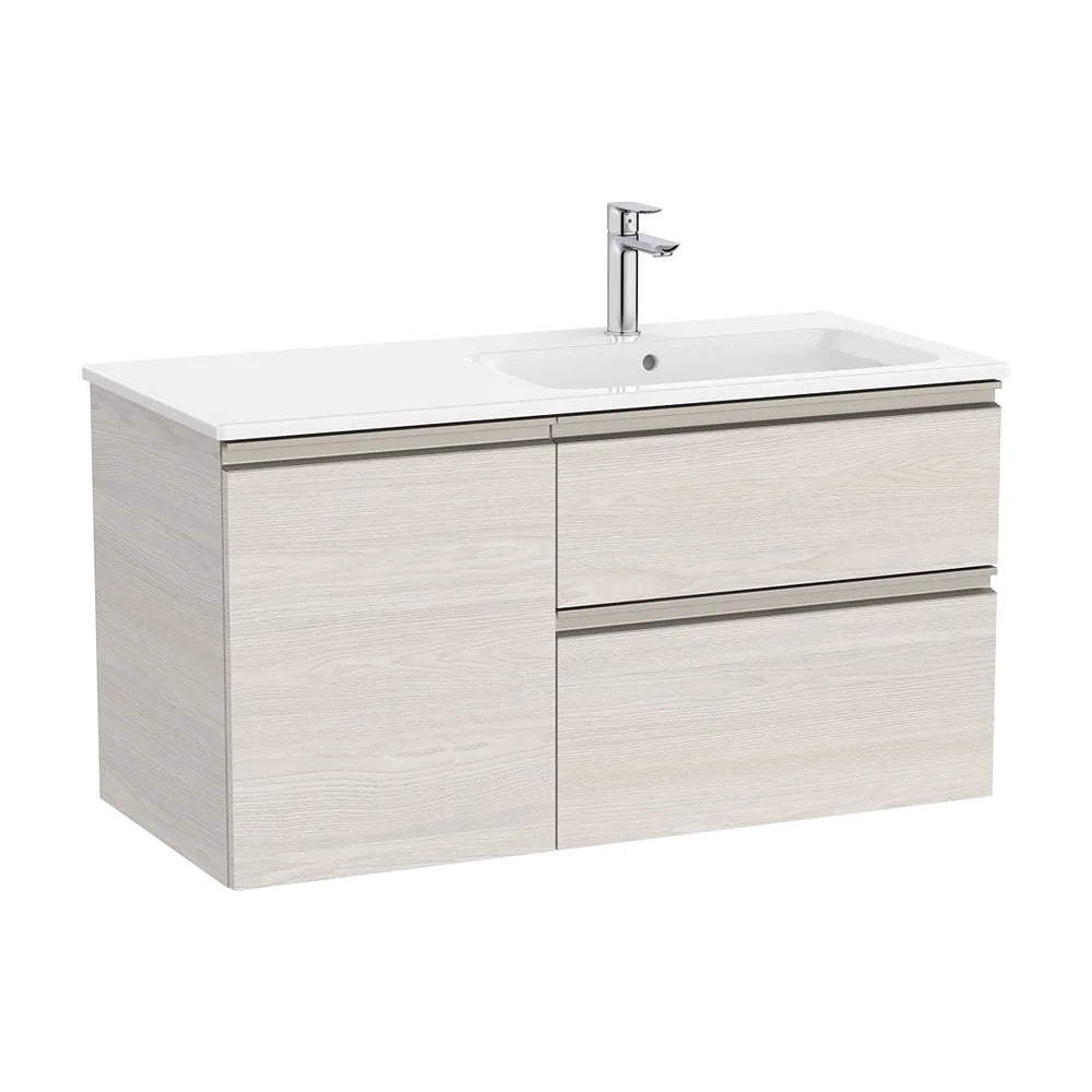 Mueble base asimétrico con dos cajones y una puerta lavabo a la derecha 100x46x53 cm Roca - Vista 2