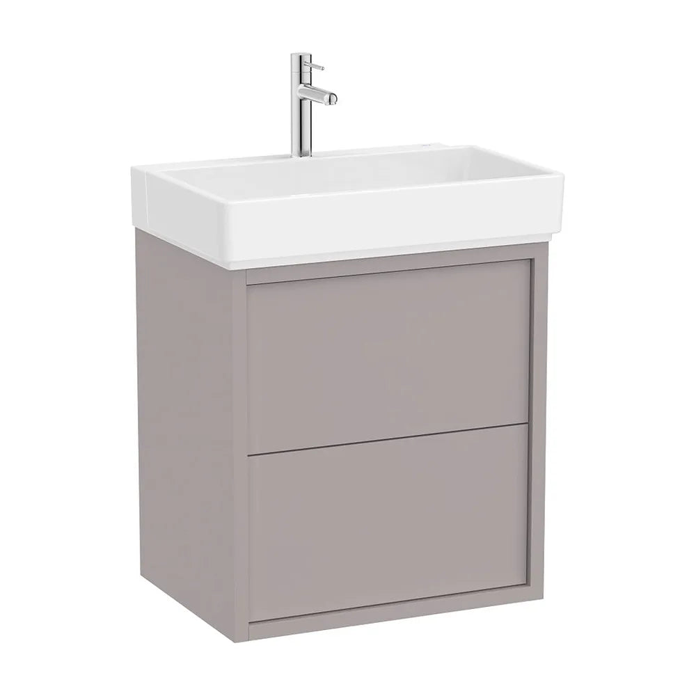 Mueble base suspendido con dos cajones y lavabo porcelana 60x43x60 cm Roca - Vista 2