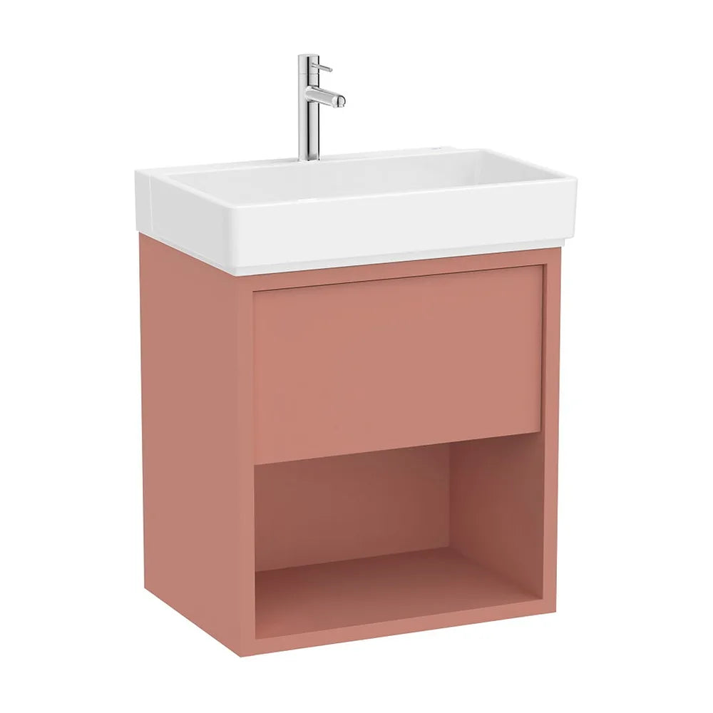 Mueble base suspendido con lavabo un cajón y estante abierto 60x43x60 cm Roca - Vista 2