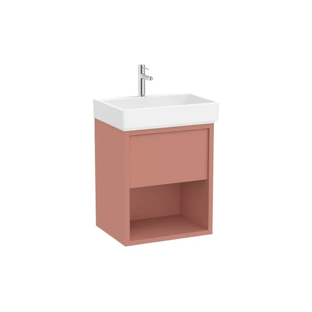 Mueble base suspendido con lavabo un cajón estante abierto 55x43x60 cm Roca - Vista 1