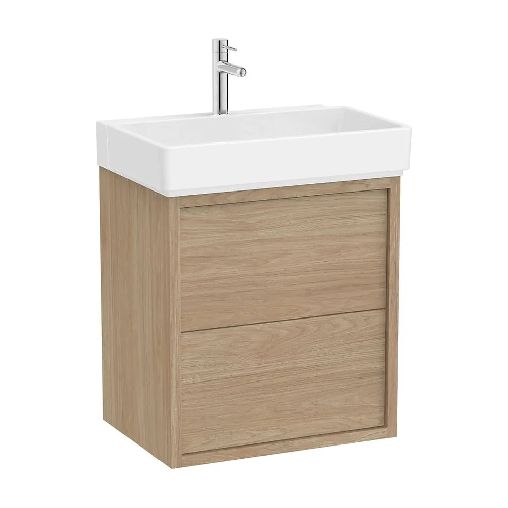 Mueble base suspendido dos cajones con lavabo porcelana 60x43x60 cm Roca - Vista 2