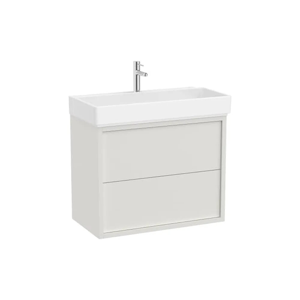 Mueble base suspendido con dos cajones y lavabo porcelana 80x43x60 cm Roca - Vista 1