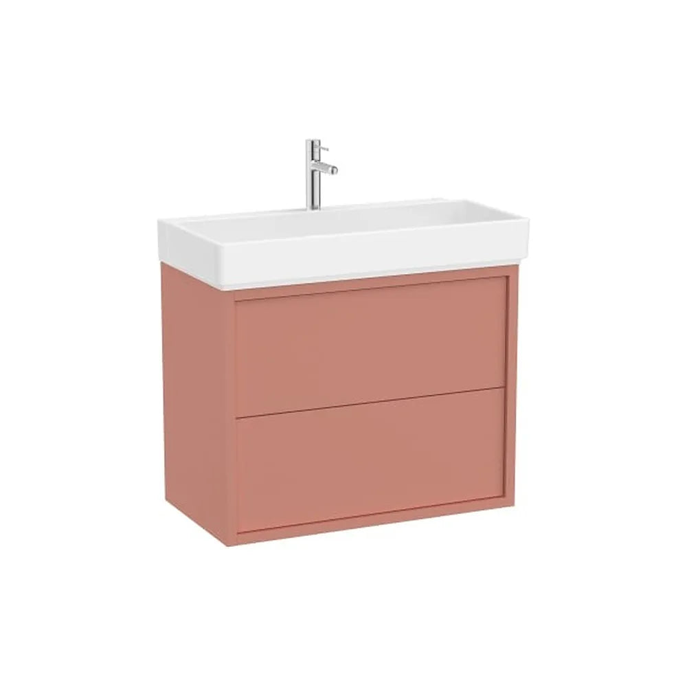 Mueble base suspendido dos cajones lavabo porcelana 80x43x60 cm Terracota claro Roca - Vista 1
