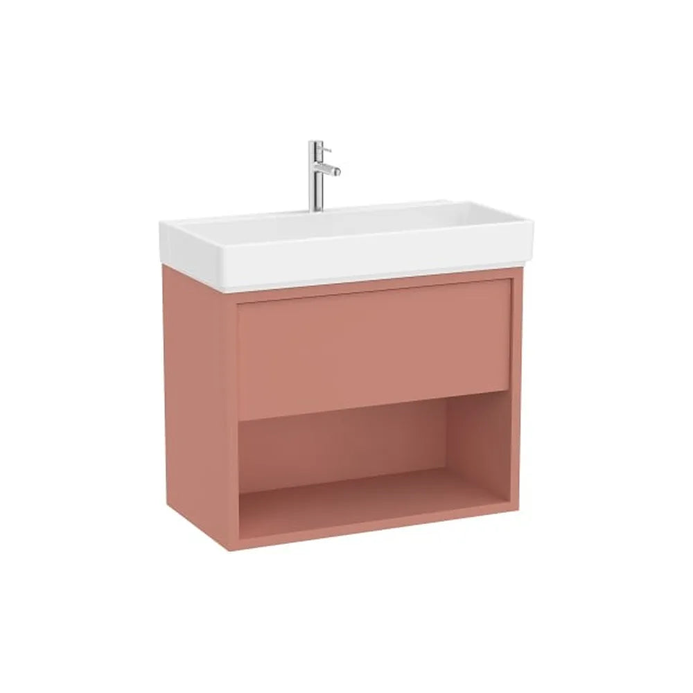 Mueble base con cajón estante abierto y lavabo con orificio para grifería 80x43x60 cm Roca - Vista 1