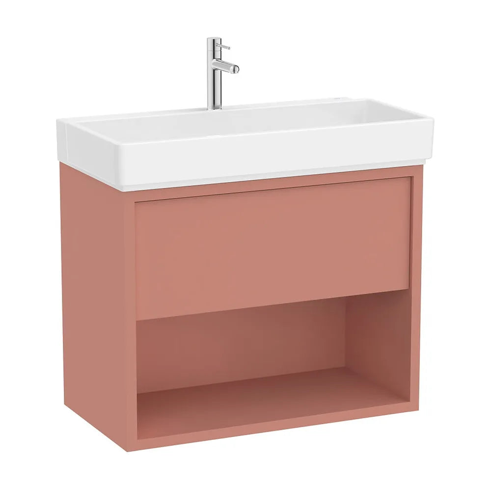 Mueble base con cajón estante abierto y lavabo con orificio para grifería 80x43x60 cm Roca - Vista 2