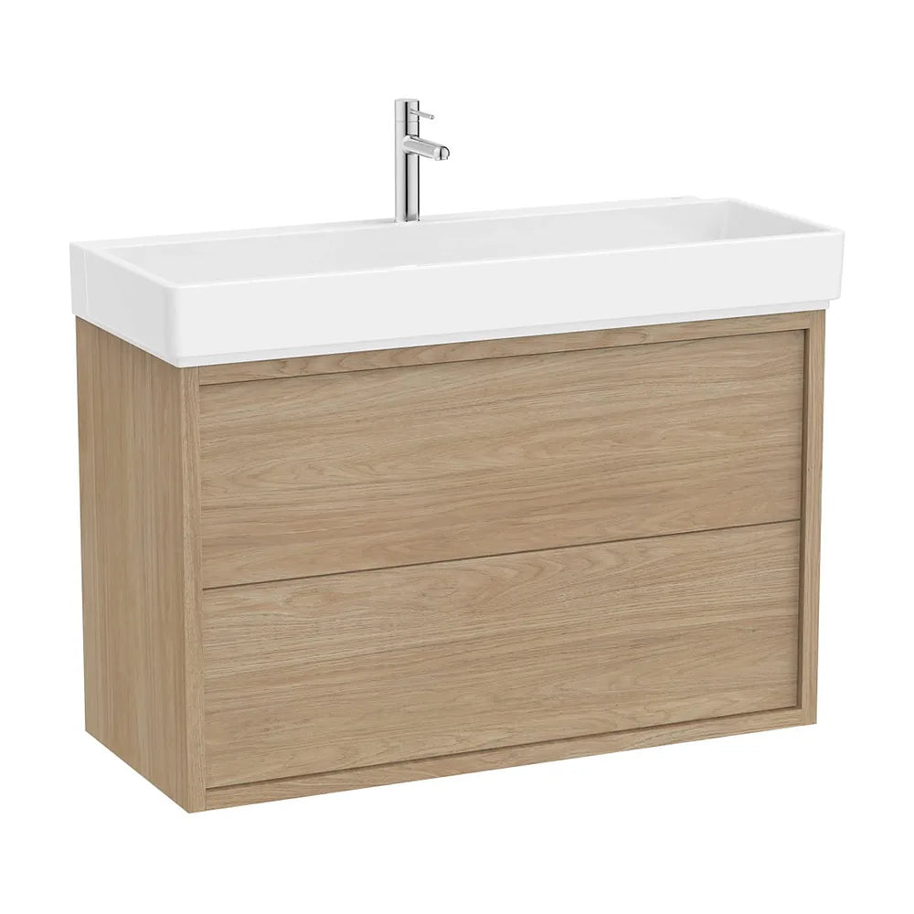 Mueble base suspendido con dos cajones y lavabo porcelana 100x43x60 cm Roca - Vista 2