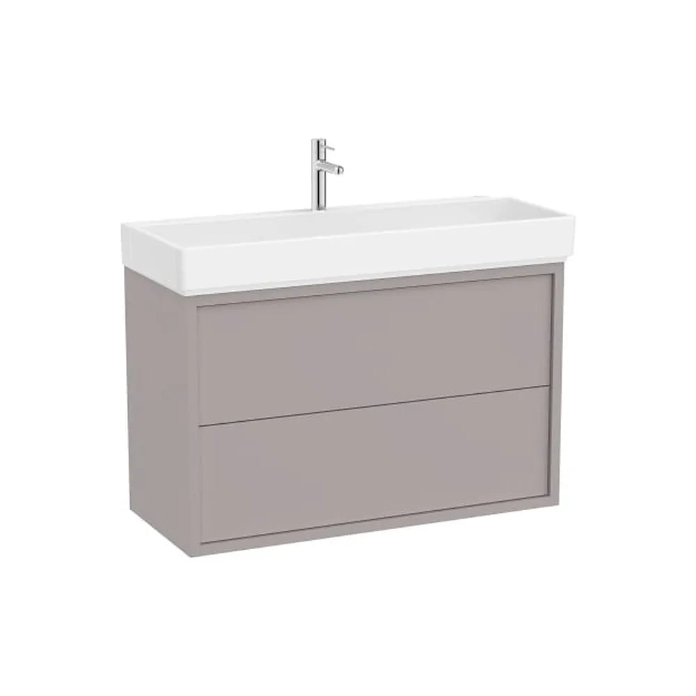 Mueble base suspendido con dos cajones y lavabo con orificio para grifería 100x43x60 cm Roca - Vista 1