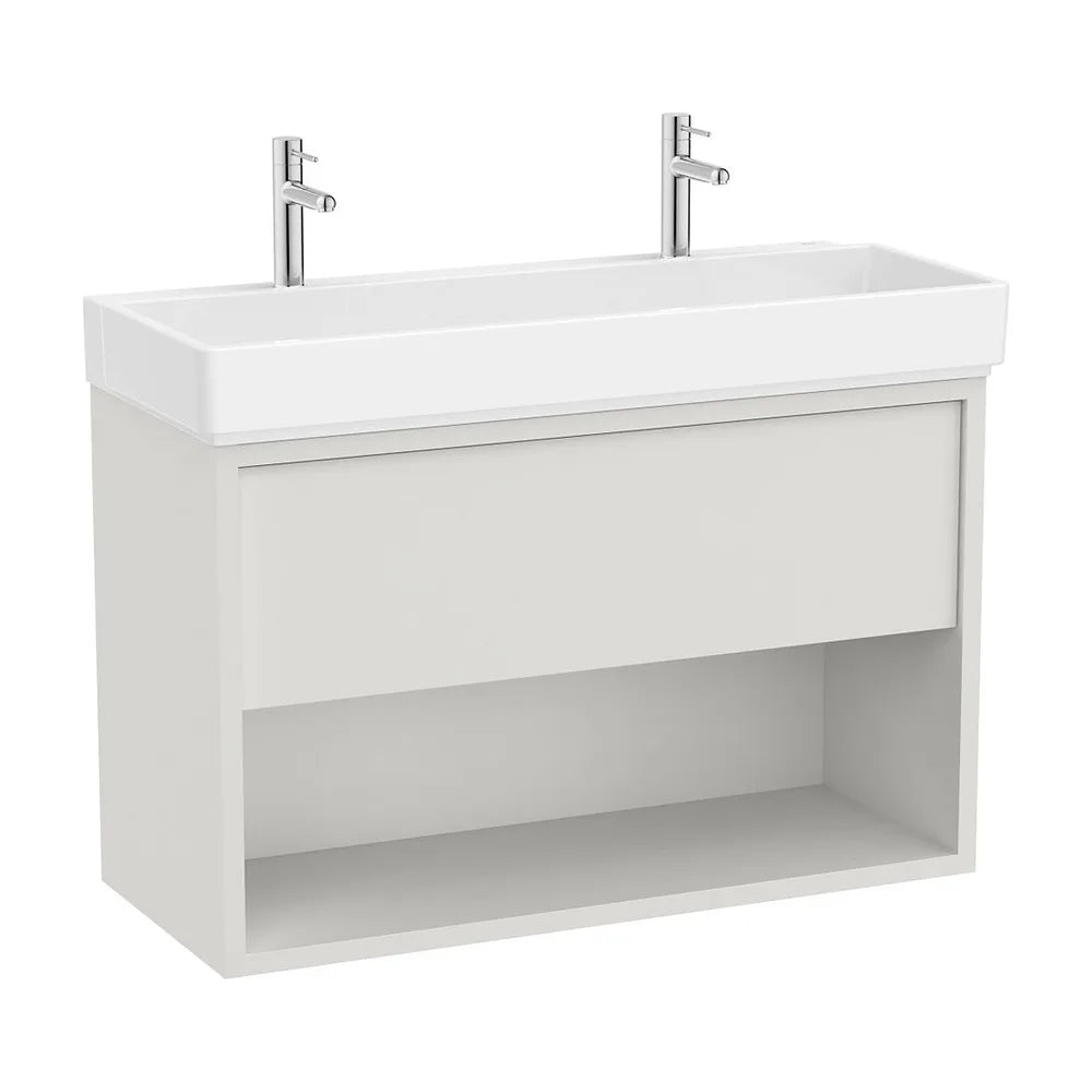 Mueble base suspendido con cajón estante abierto y lavabo 100x43x60 cm Roca - Vista 2