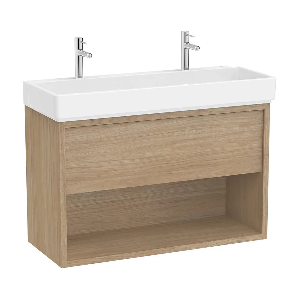 Mueble Base Suspendido con Cajón Estante Abierto y Lavabo con Dos Orificios para Grifería 100x43x60cm Roca - Vista 2