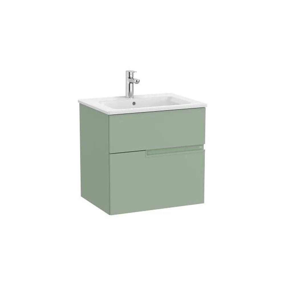 Mueble base suspendido con dos cajones y lavabo porcelana 60x46x58 cm Roca - Vista 1