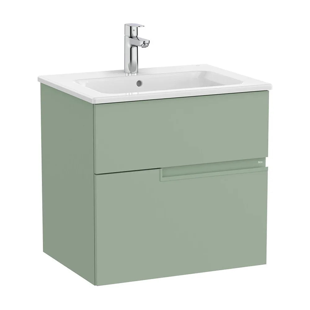 Mueble base suspendido con dos cajones y lavabo porcelana 60x46x58 cm Roca - Vista 2
