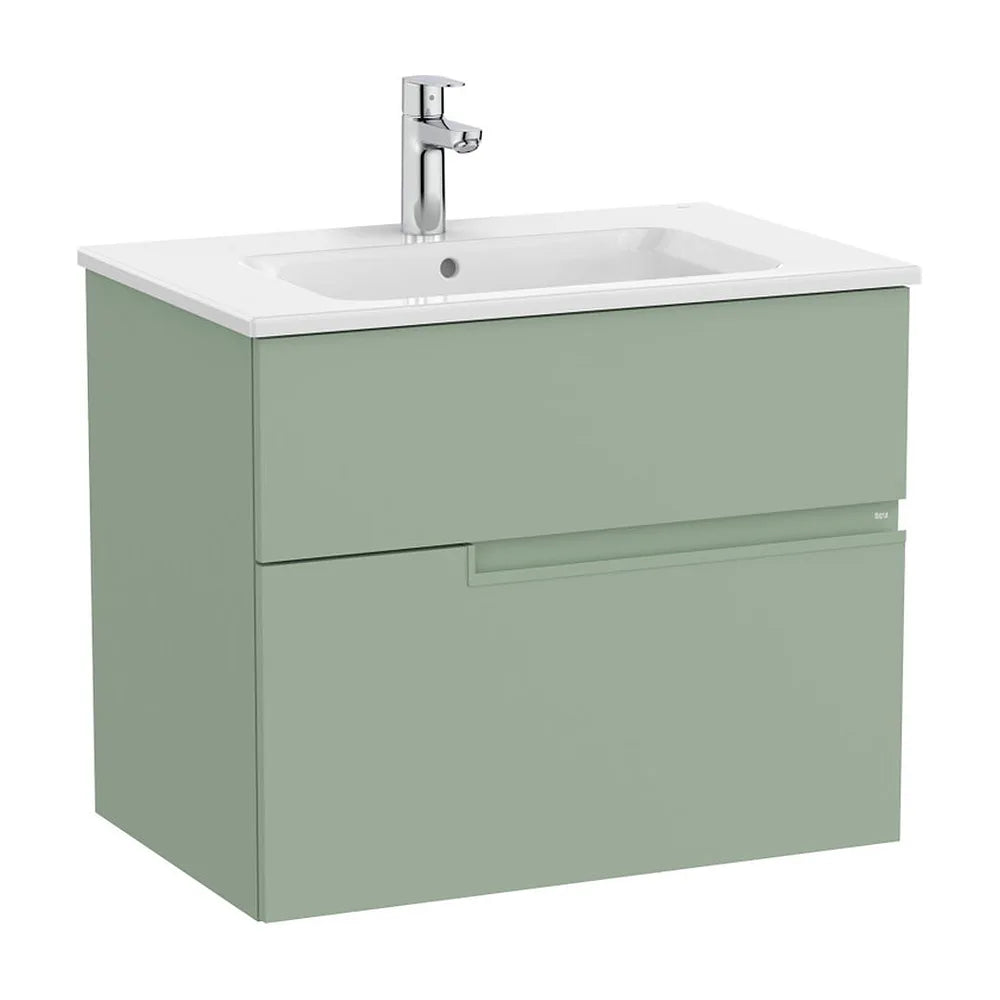 Mueble Base Suspendido con 2 Cajones y Lavabo Porcelana 70x46x58cm Roca - Vista 2