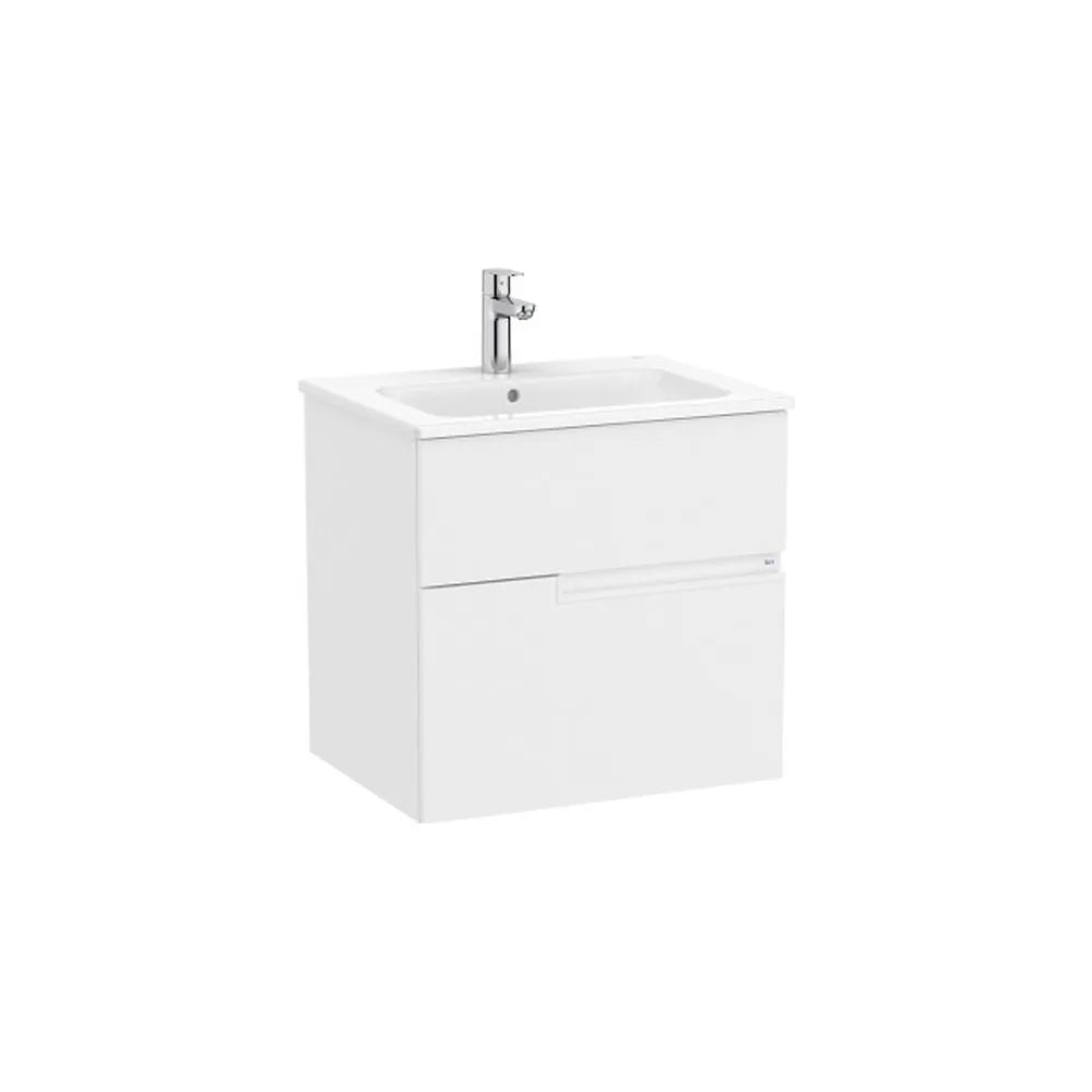 Mueble base suspendido con dos cajones y lavabo porcelana 60x46x58 cm Roca - Vista 1