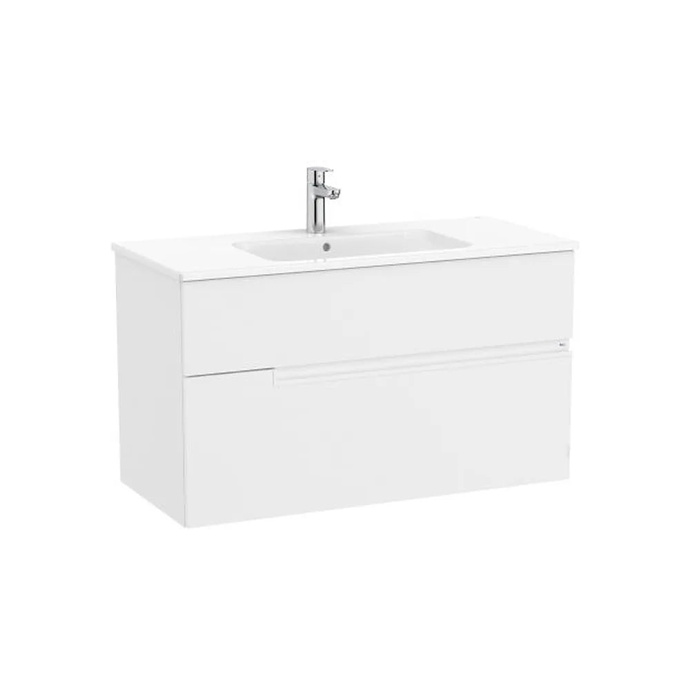 Mueble base suspendido con dos cajones y lavabo porcelana 1005x460x583 mm Roca - Vista 1