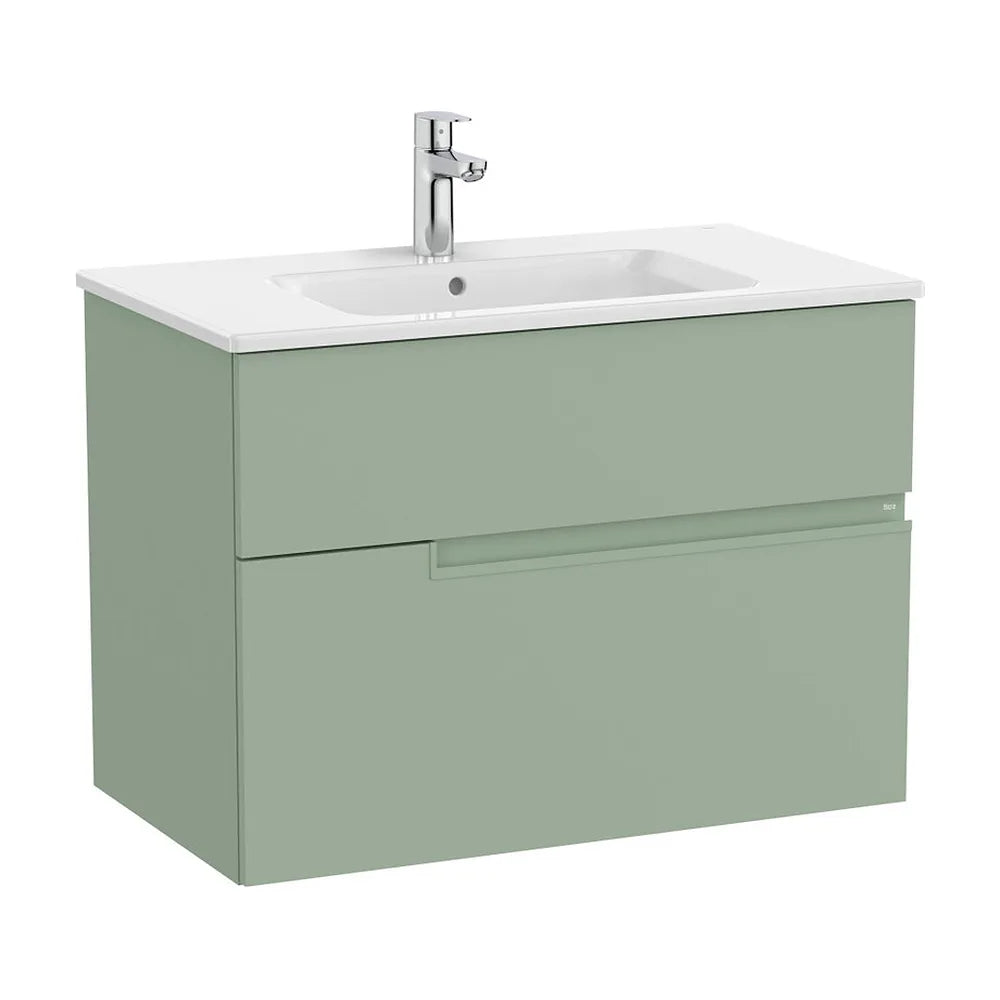 Mueble base suspendido dos cajones lavabo porcelana 80x46x58 cm Roca - Vista 2