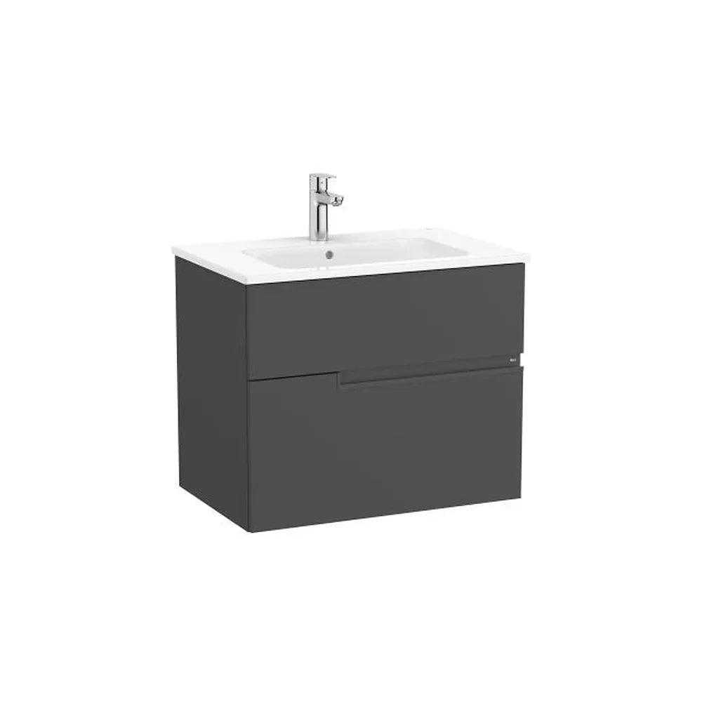 Mueble base suspendido con dos cajones y lavabo porcelana 70x46x58 cm Roca - Vista 1