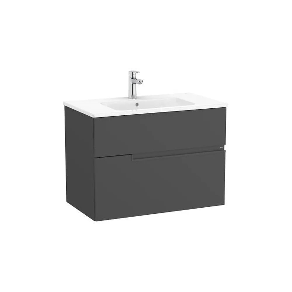 Mueble base suspendido con dos cajones y lavabo porcelana 80x46x58 cm Roca - Vista 1