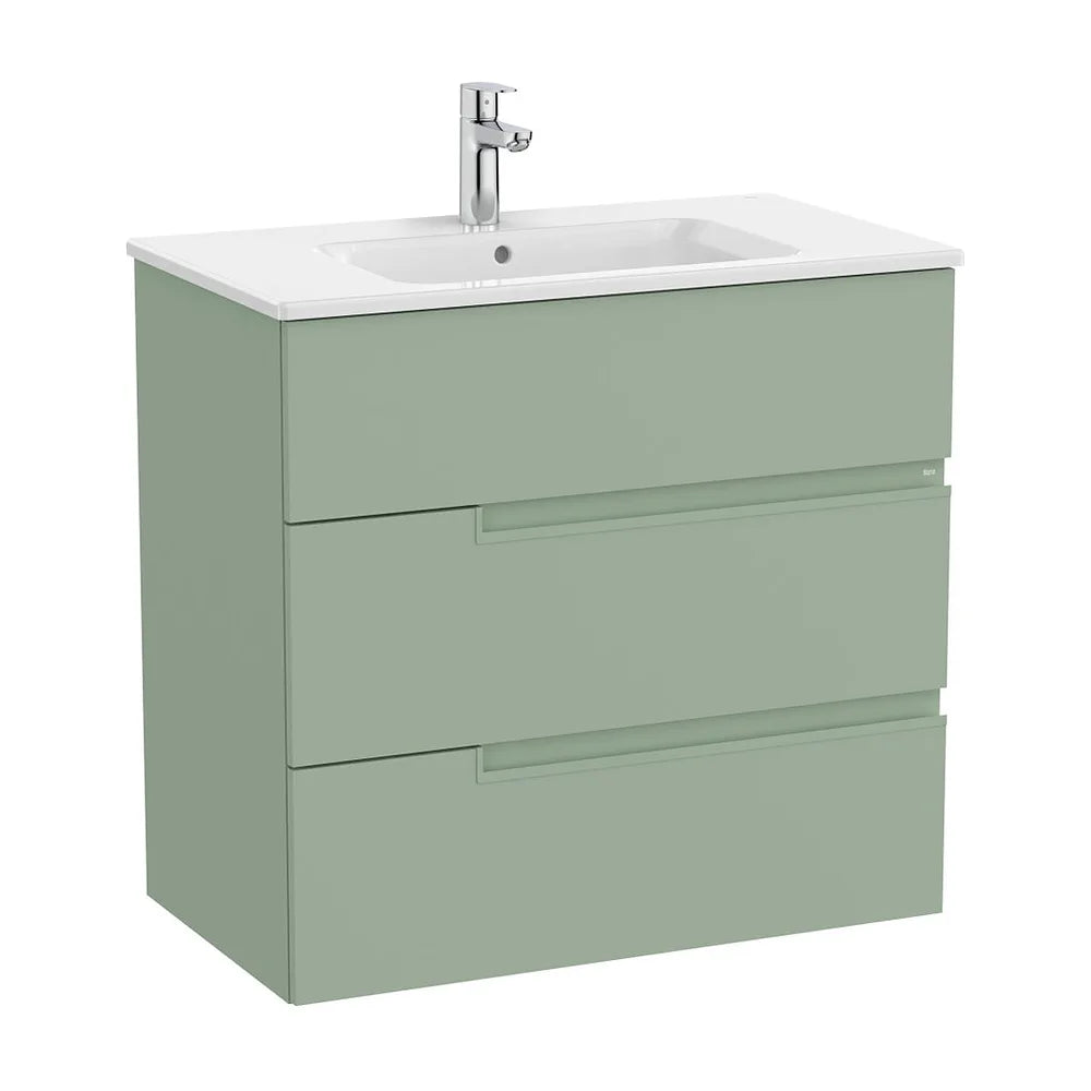 Mueble Base Suspendido con Lavabo Porcelana Tres Cajones 80x46x75cm Colección Victoria Roca - Vista 2