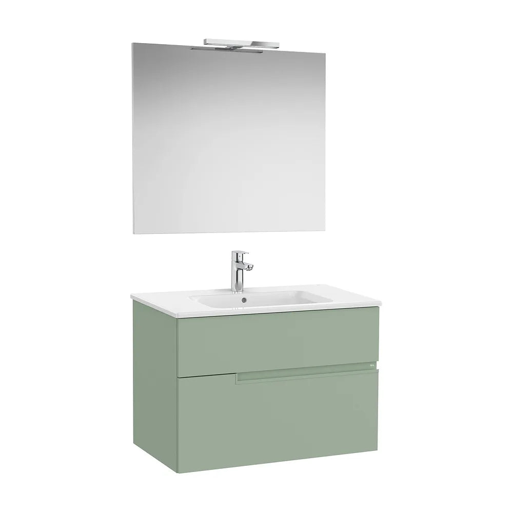 Pack mueble base dos cajones lavabo espejo y aplique LED Starlight 80x46x58 cm Roca - Vista 2