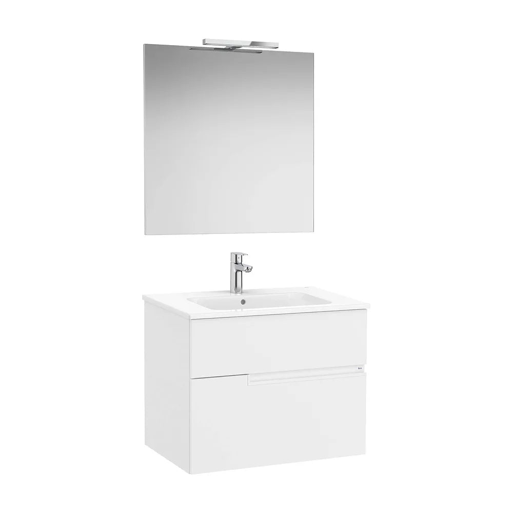 Pack mueble base dos cajones lavabo espejo aplique LED Starlight blanco mate Roca - Vista 2