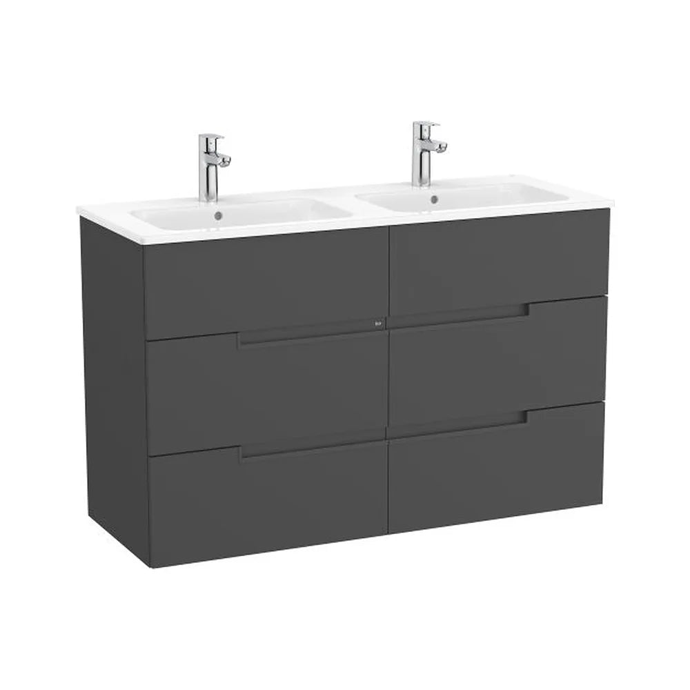 Mueble base suspendido seis cajones lavabo doble 119x46x75 cm Roca - Vista 1