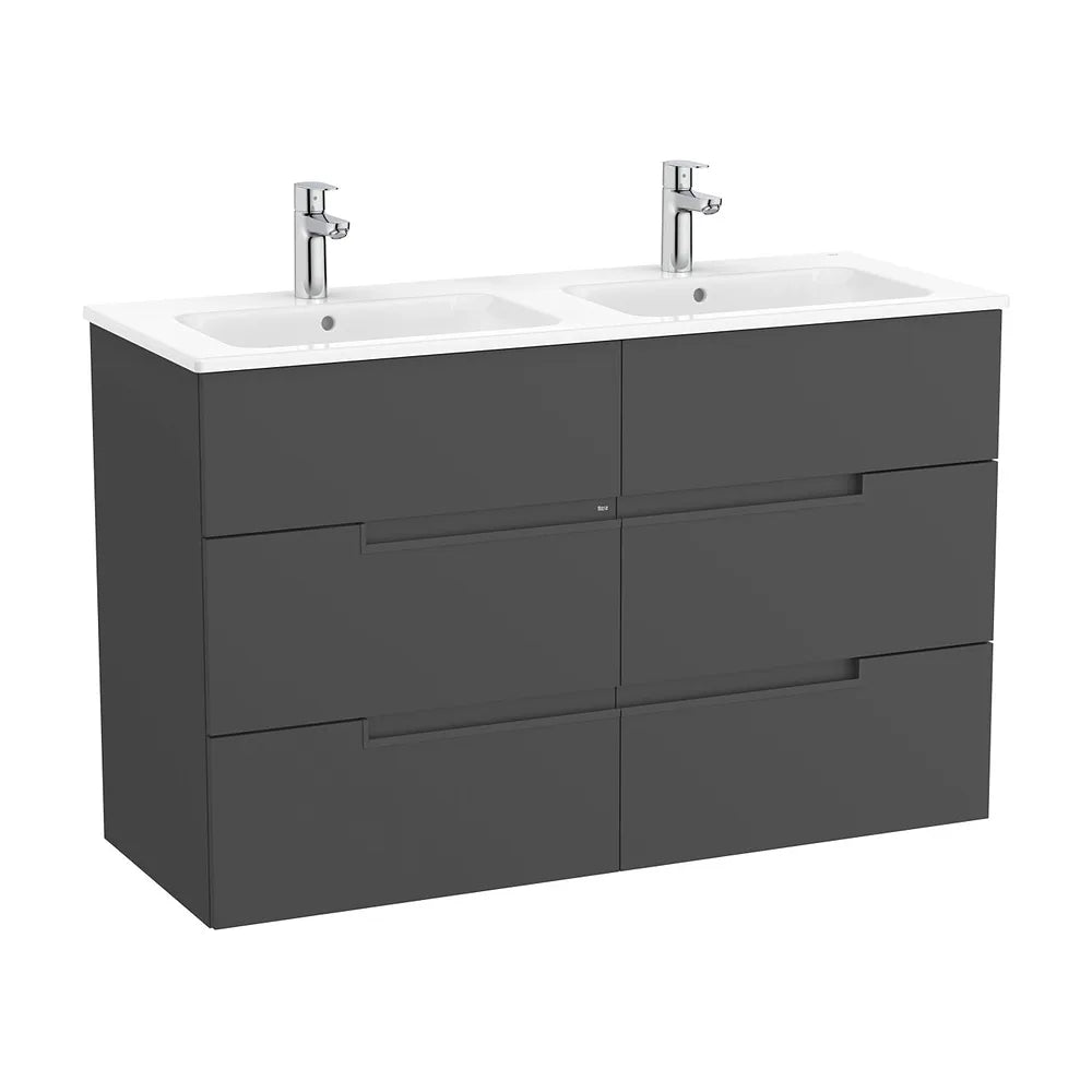 Mueble base suspendido seis cajones lavabo doble 119x46x75 cm Roca - Vista 2