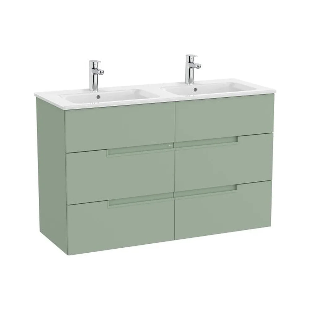Mueble Base Suspendido Seis Cajones Lavabo Doble Porcelana 119x46x75cm Colección Victoria Roca - Vista 1