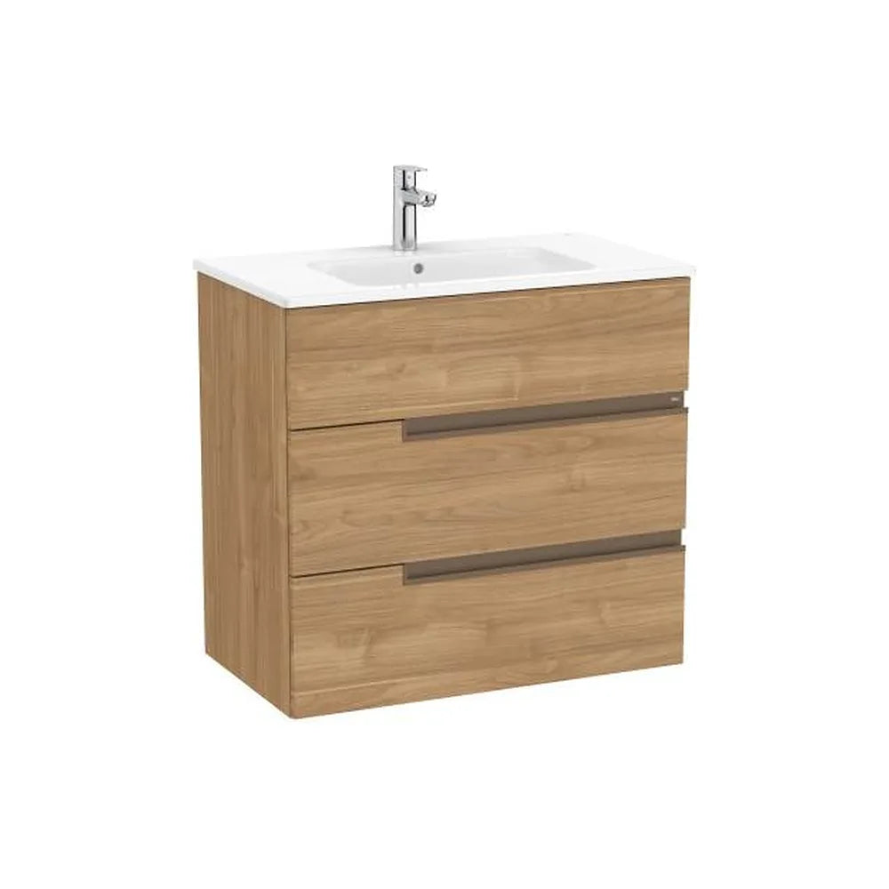 Mueble Base Suspendido con Tres Cajones y Lavabo Porcelana 80x46x75cm Roca - Vista 1
