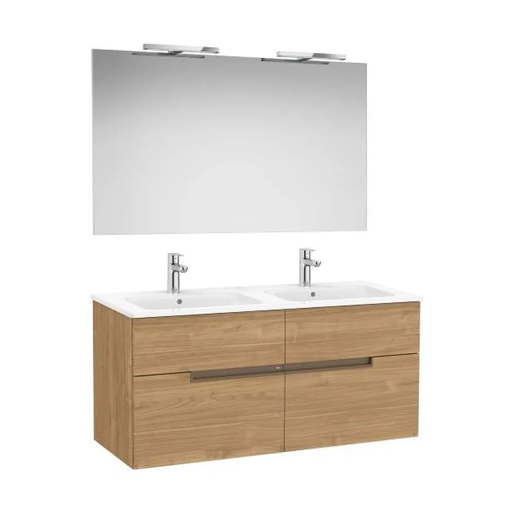 Pack mueble base cuatro cajones lavabo doble espejo aplique LED Starlight Roca - Vista 1