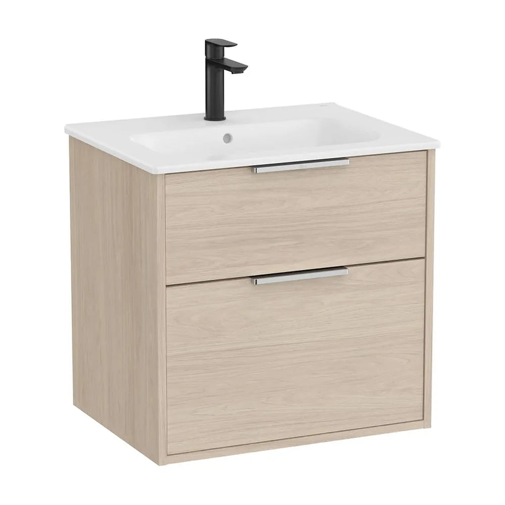 Mueble base compacto suspendido con dos cajones y lavabo porcelana 60x46x58 cm Roca - Vista 2