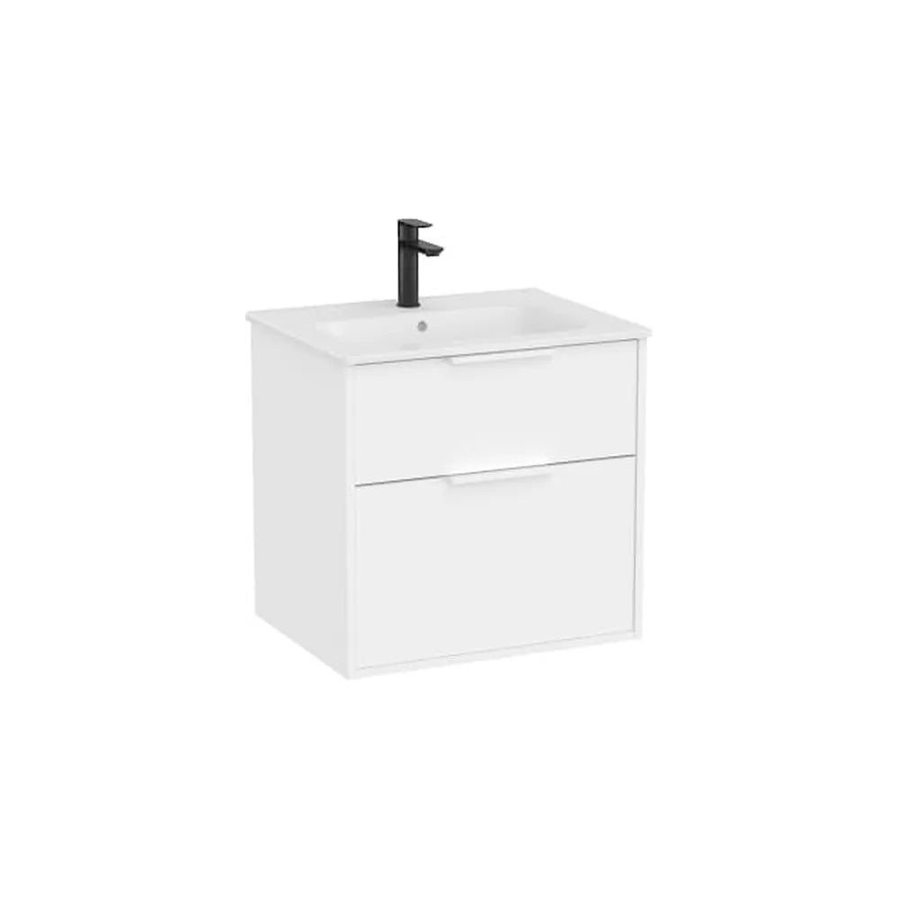 Mueble base compacto suspendido con dos cajones y lavabo porcelana 60x46x58 cm Roca - Vista 1