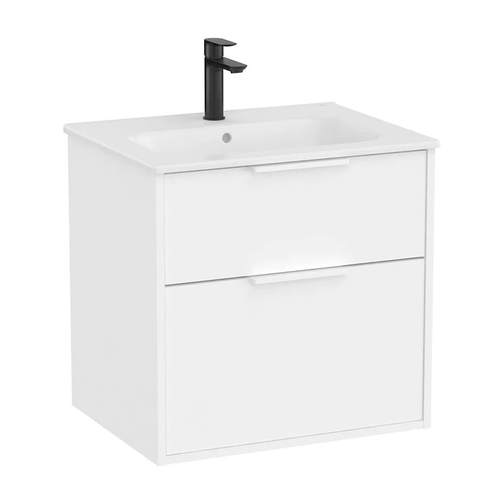 Mueble base compacto suspendido con dos cajones y lavabo porcelana 60x46x58 cm Roca - Vista 2