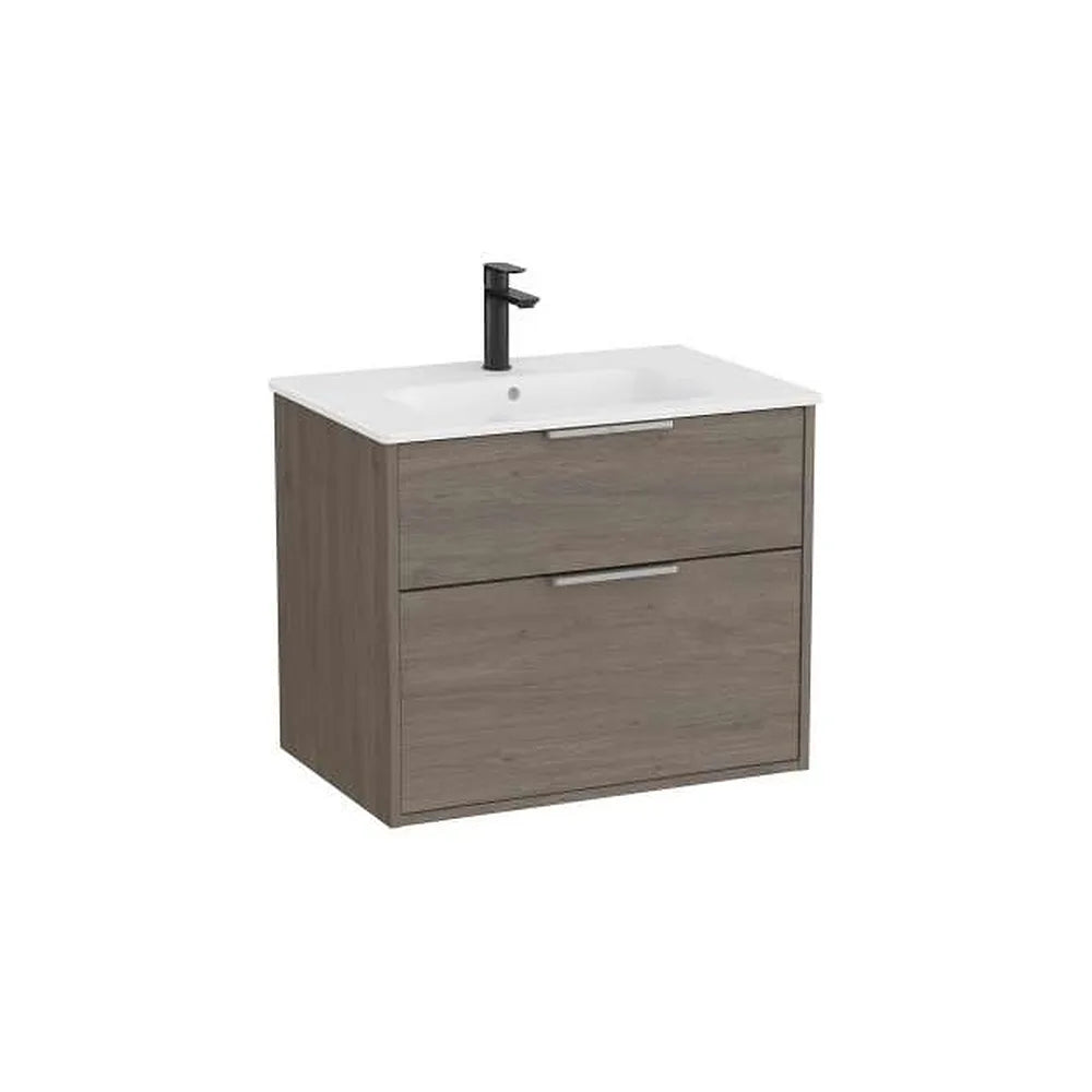 Mueble base compacto suspendido con dos cajones y lavabo porcelana 70x46x58 cm Roca - Vista 1