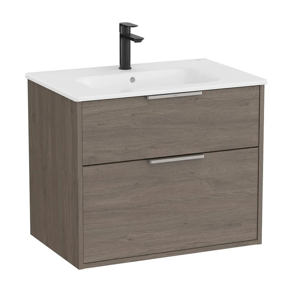 Mueble base compacto suspendido con dos cajones y lavabo porcelana 70x46x58 cm Roca - Vista 2