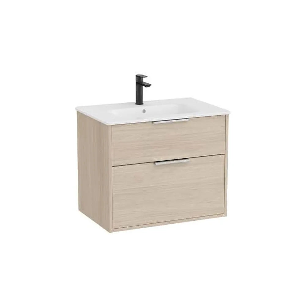 Mueble base compacto suspendido con dos cajones y lavabo porcelana 70x46x58 cm Roca - Vista 1