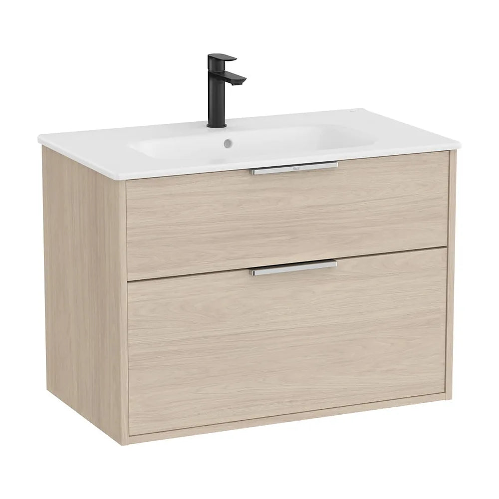 Mueble base compacto suspendido dos cajones lavabo porcelana 80x46x58 cm Roca - Vista 2