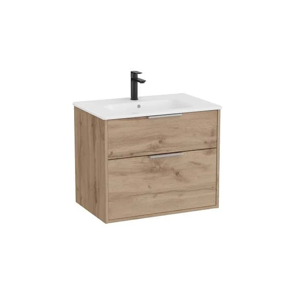Mueble base compacto suspendido con dos cajones y lavabo porcelana 70x46x58 cm Roca - Vista 1