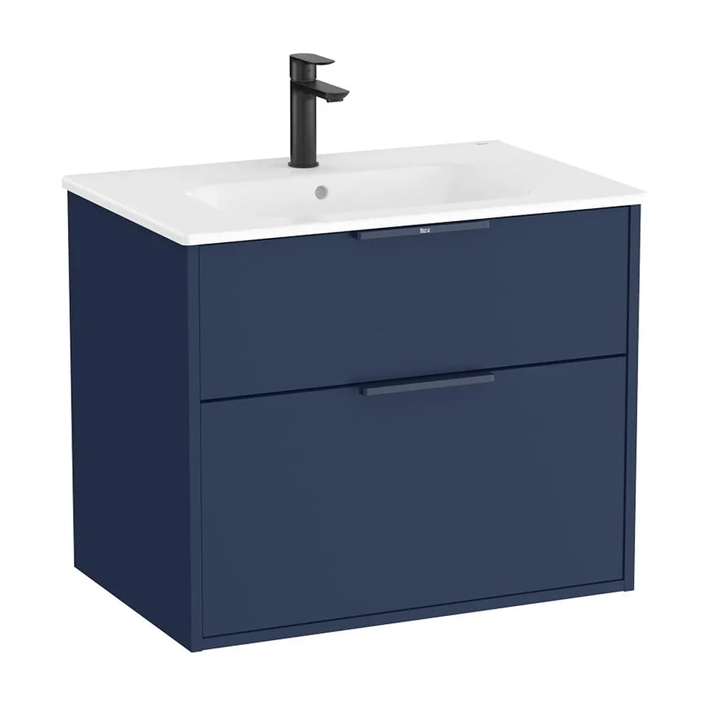 Mueble Base Compacto Suspendido con 2 Cajones y Lavabo Porcelana 70x46x58cm Roca - Vista 2
