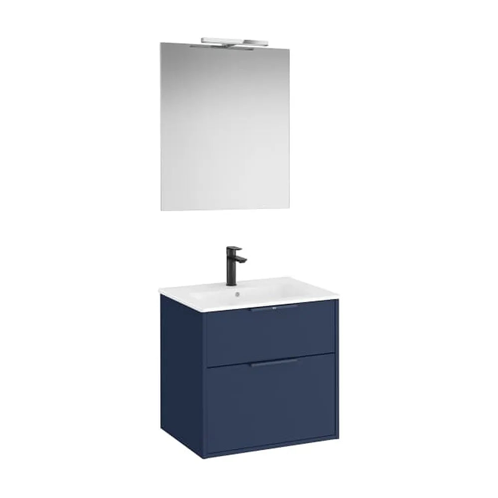 Pack mueble base compacto dos cajones lavabo porcelana espejo led aplique Starlight Roca - Vista 1