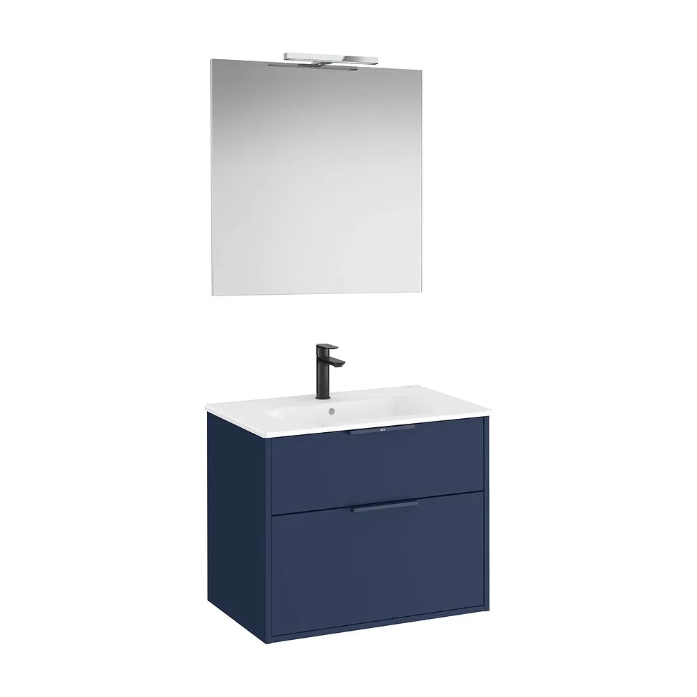 Pack mueble base compacto dos cajones lavabo porcelana espejo led aplique Starlight Roca - Vista 2
