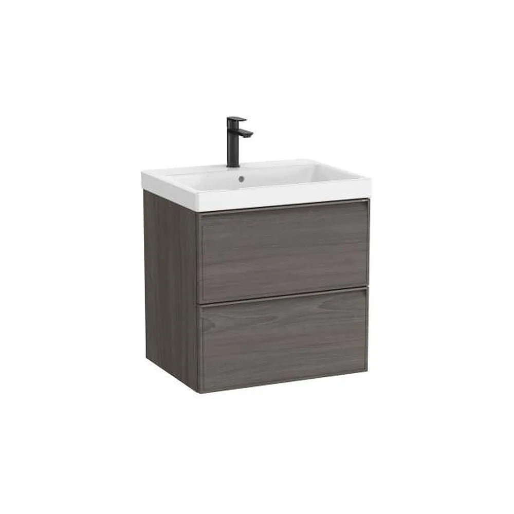 Mueble base suspendido con dos cajones y lavabo cuadrado 60x46x62 cm Roca - Vista 1