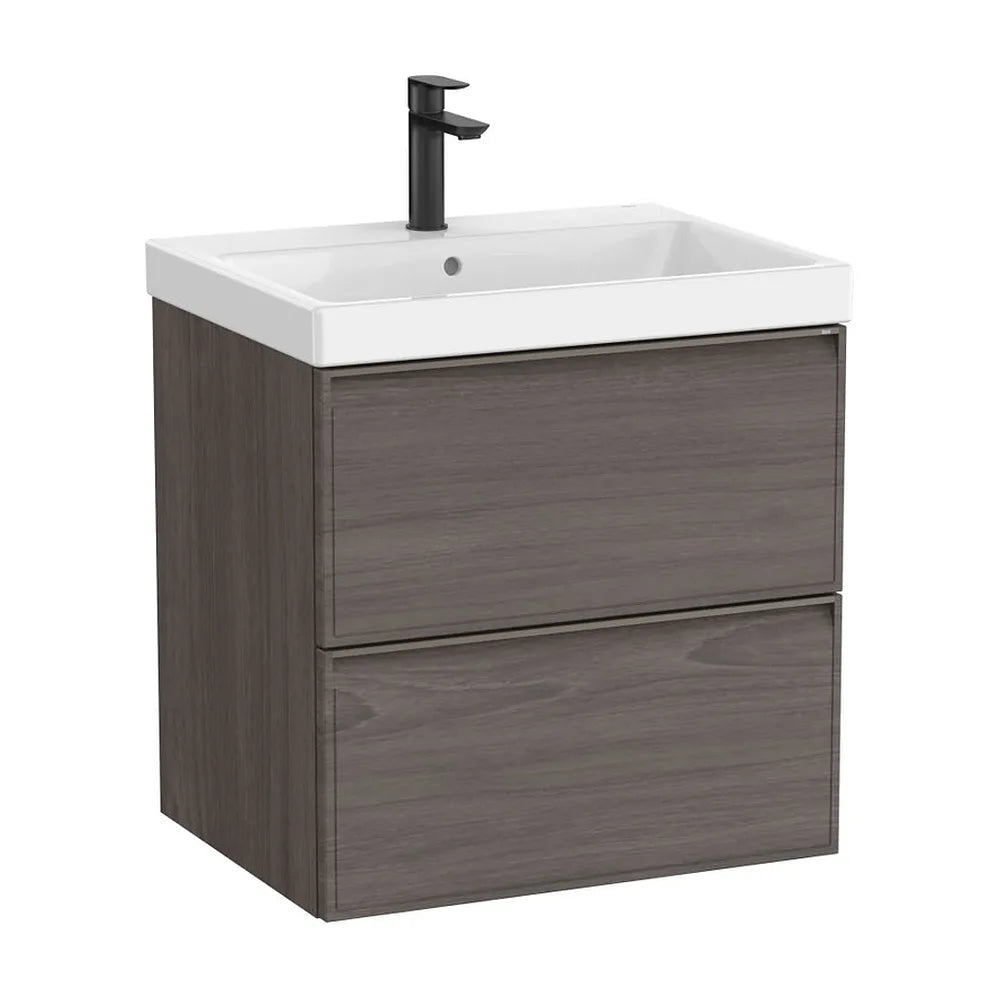 Mueble base suspendido con dos cajones y lavabo cuadrado 60x46x62 cm Roca - Vista 2