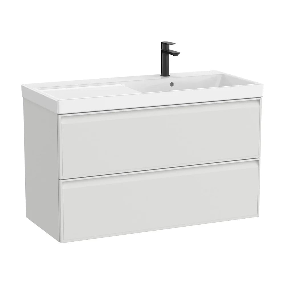 Mueble base suspendido con dos cajones y lavabo Fineceramic a la derecha 100x46x62 cm Roca - Vista 2